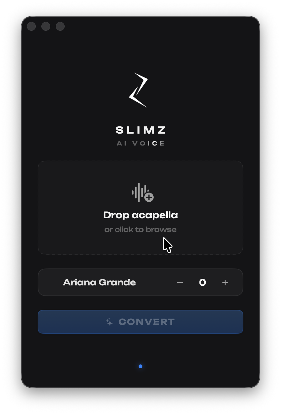 Интерфейс программы SLIMZ AI VOICE