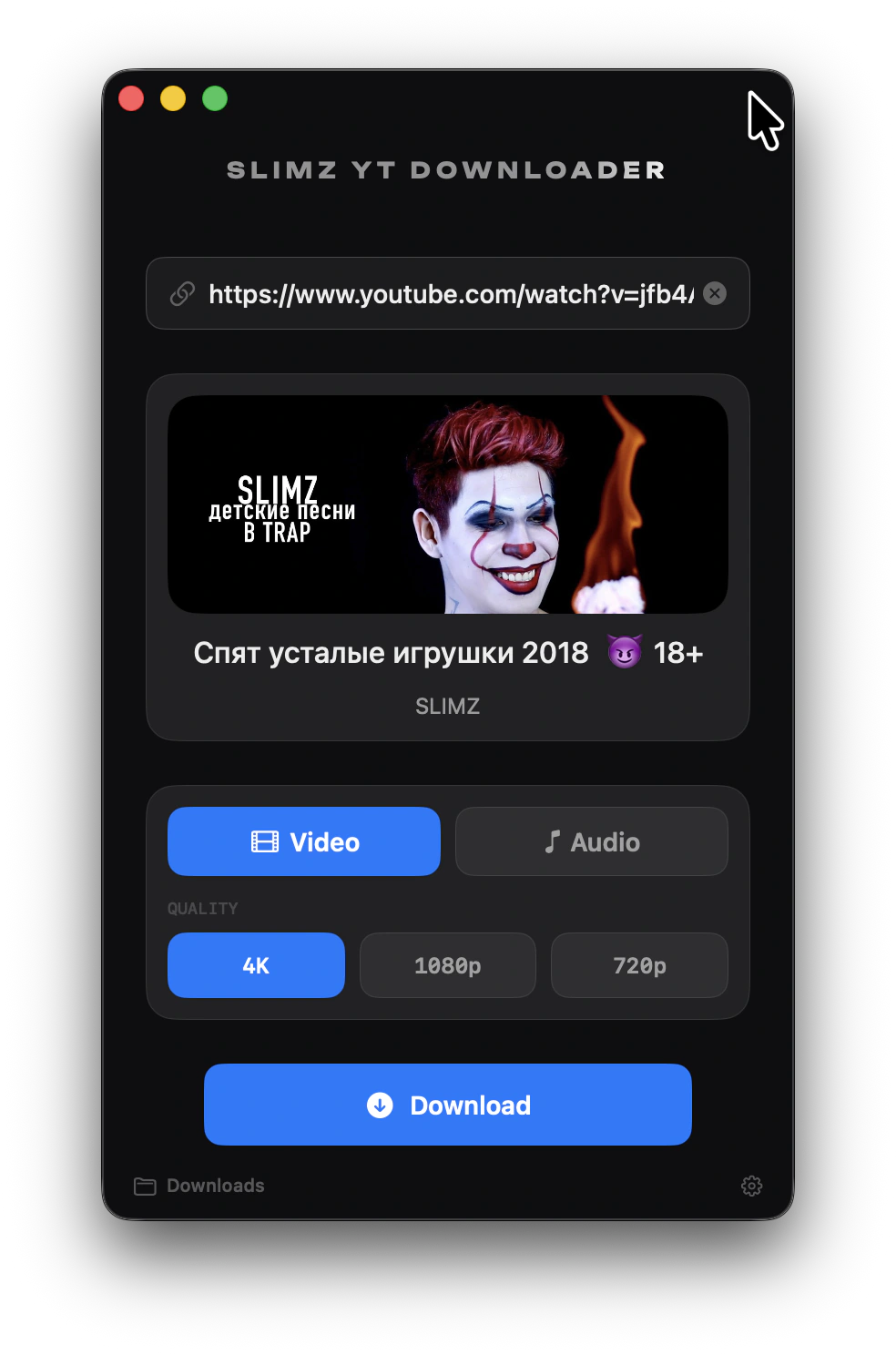 SLIMZ YT DOWNLOADER interface